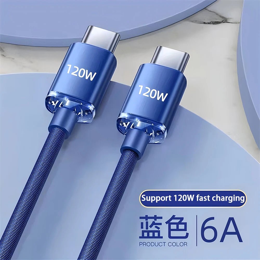 120W USB Type C Cable Type C to Type C Fast Charging Cord USB C Quick Charge Phone Cables For Samsung Xiaomi Huawei Realme - Cozy & Co. Market