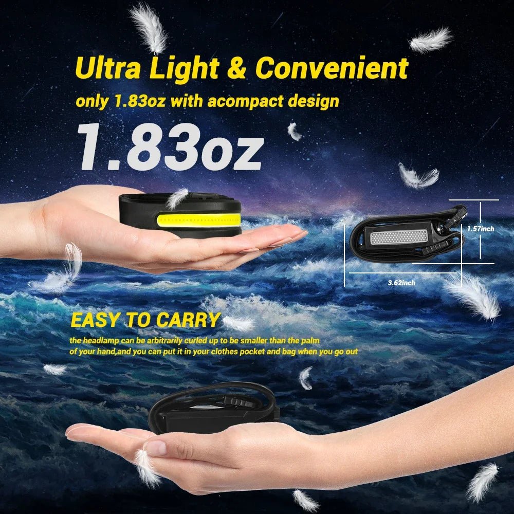 1/2/3PCS LED Induction Headlamp Camping Search Light USB Rechargeable Headlight Led Head Torch Work Light With Built-in Battery - Cozy & Co. Market