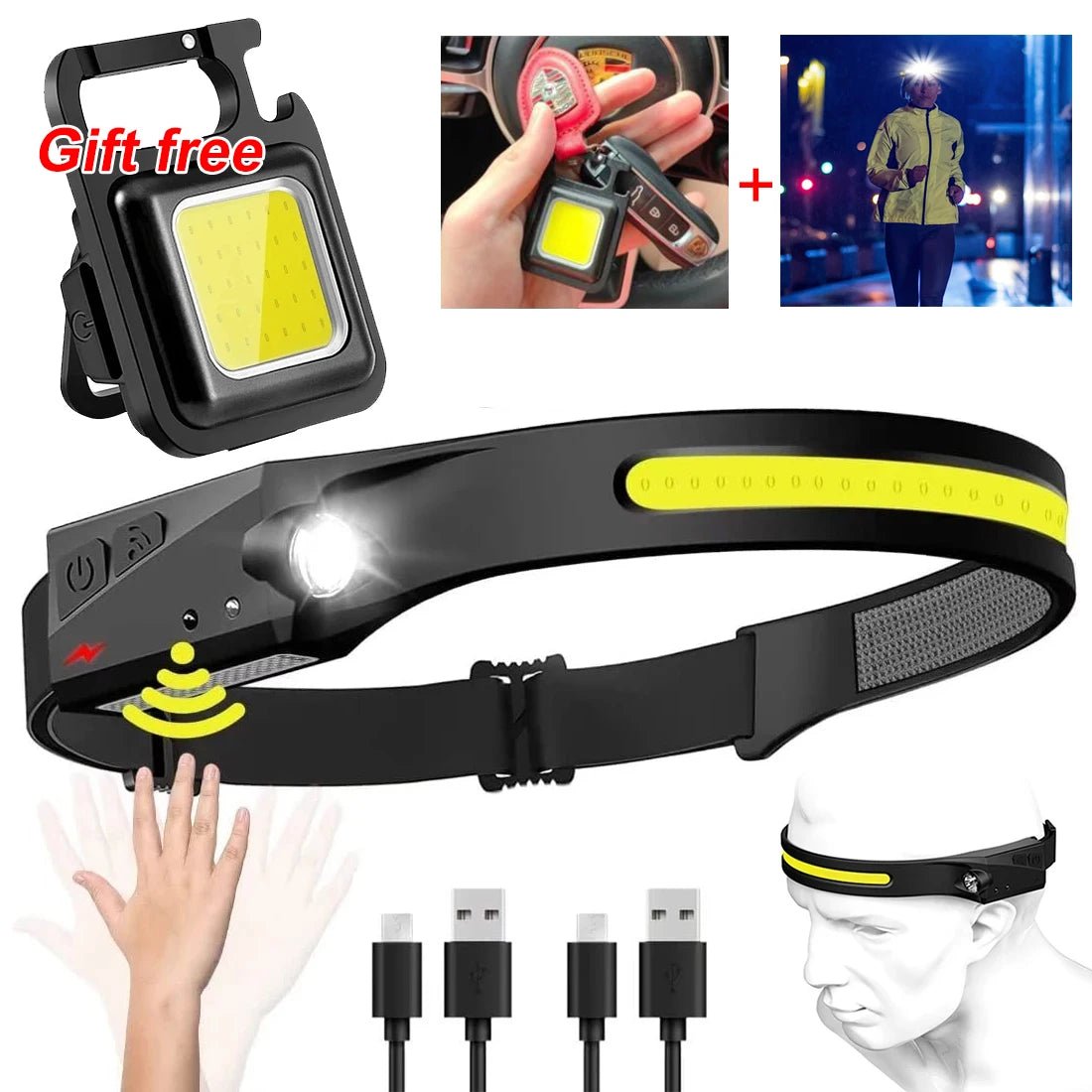 1/2/3PCS LED Induction Headlamp Camping Search Light USB Rechargeable Headlight Led Head Torch Work Light With Built-in Battery - Cozy & Co. Market