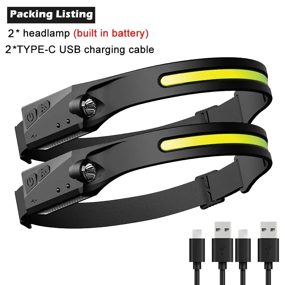 1/2/3PCS LED Induction Headlamp Camping Search Light USB Rechargeable Headlight Led Head Torch Work Light With Built-in Battery - Cozy & Co. Market