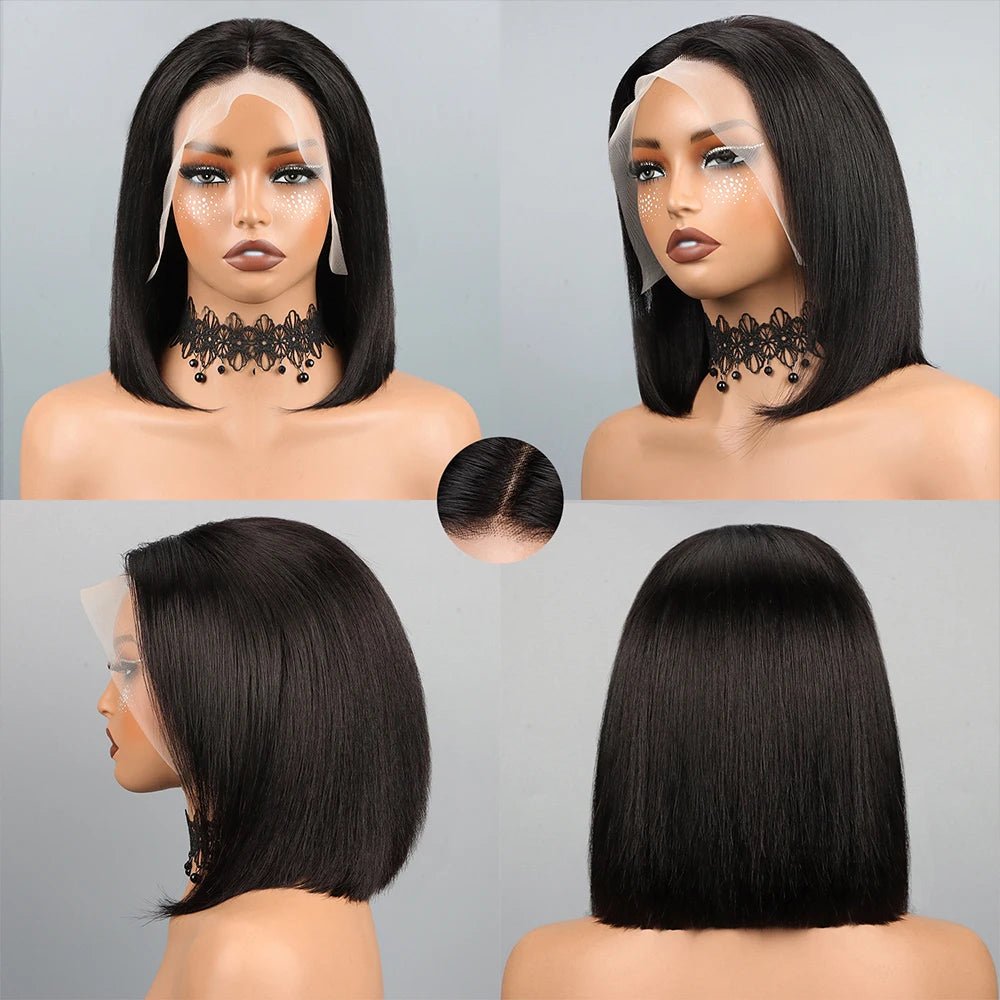 13*4 HD Remy Hair Virgin for Lace Front Bob Wig Pre Cut Transparent for Glueless Lace Baby Hair Natural Color Density 250% - Cozy & Co. Market