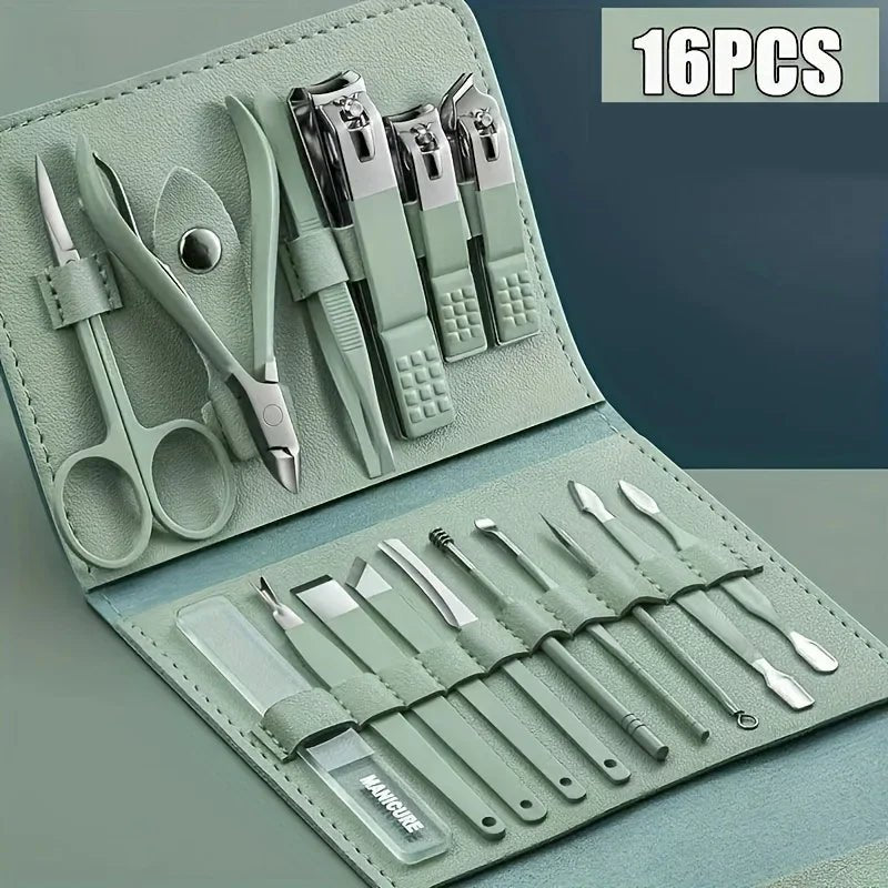 16pcs Professional Nail Clippers and Cuticle Nippers Set with Travel Case Manicure Set Pedicure Sets Nail Clippers - Cozy & Co. Market