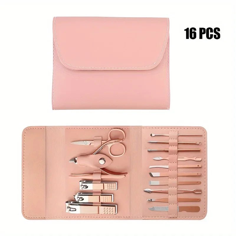 16pcs Professional Nail Clippers and Cuticle Nippers Set with Travel Case Manicure Set Pedicure Sets Nail Clippers - Cozy & Co. Market