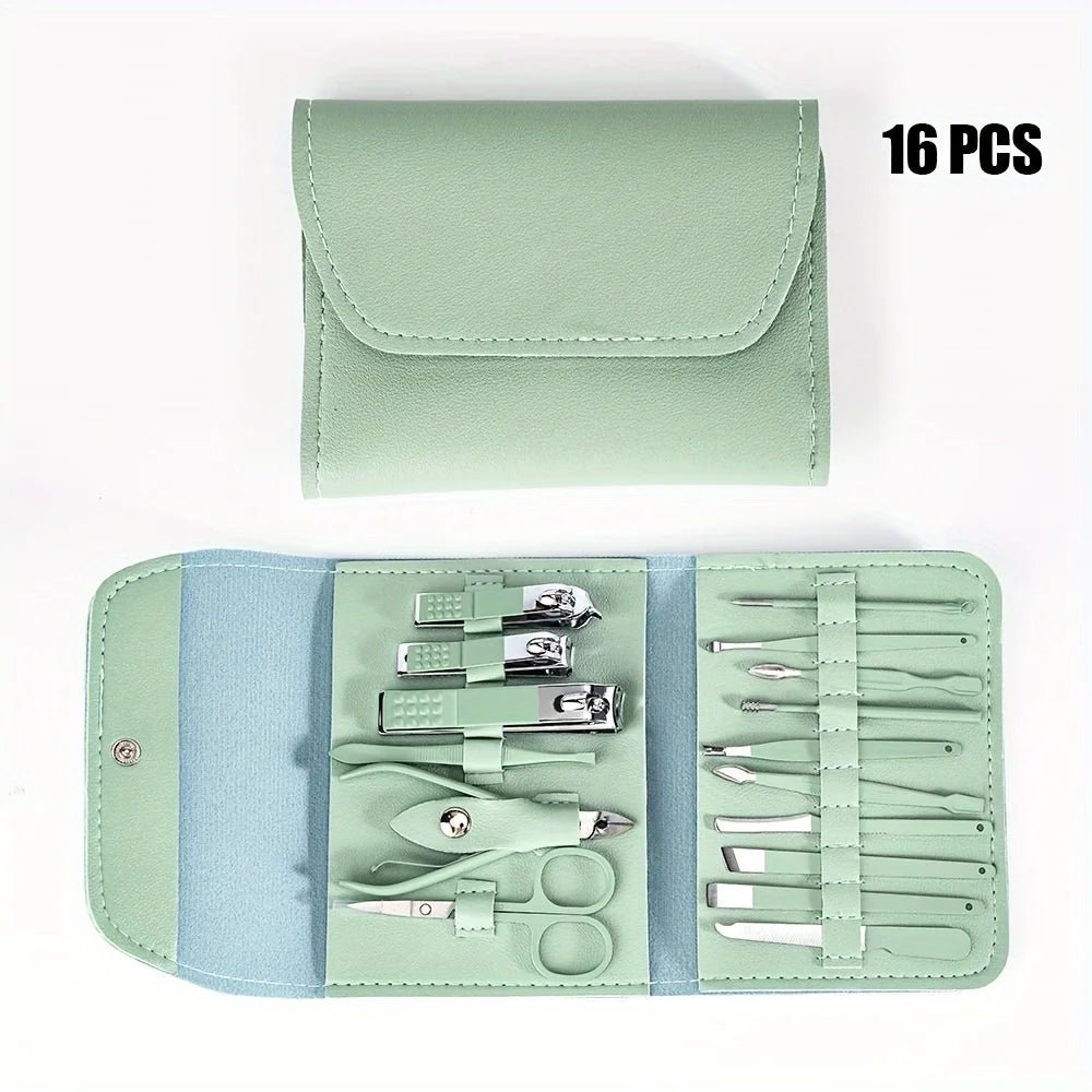 16pcs Professional Nail Clippers and Cuticle Nippers Set with Travel Case Manicure Set Pedicure Sets Nail Clippers - Cozy & Co. Market