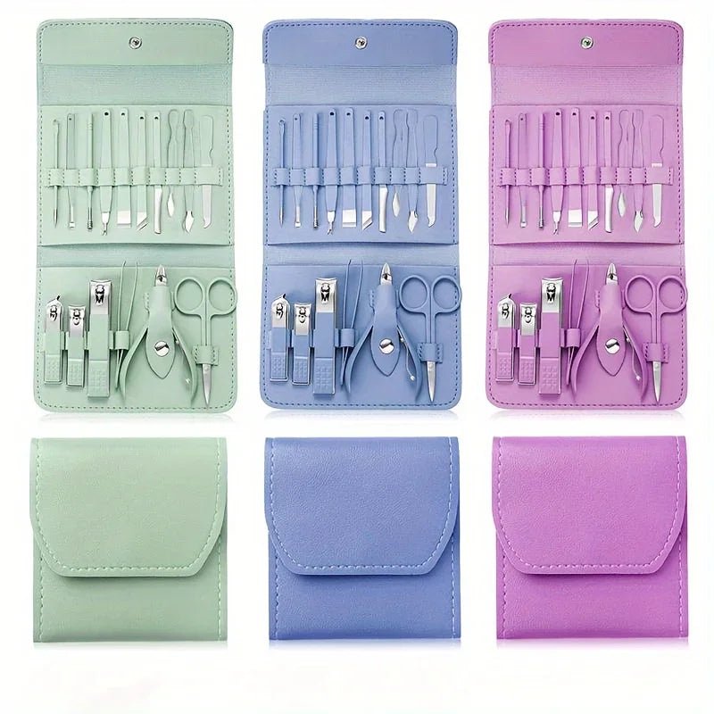 16pcs Professional Nail Clippers and Cuticle Nippers Set with Travel Case Manicure Set Pedicure Sets Nail Clippers - Cozy & Co. Market