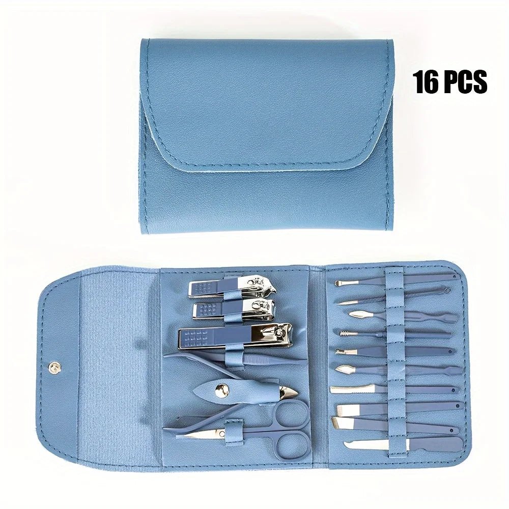 16pcs Professional Nail Clippers and Cuticle Nippers Set with Travel Case Manicure Set Pedicure Sets Nail Clippers - Cozy & Co. Market