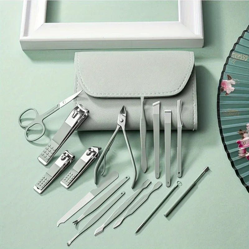16pcs Professional Nail Clippers and Cuticle Nippers Set with Travel Case Manicure Set Pedicure Sets Nail Clippers - Cozy & Co. Market