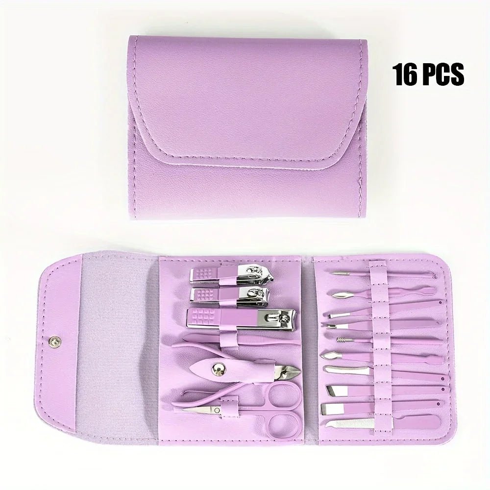 16pcs Professional Nail Clippers and Cuticle Nippers Set with Travel Case Manicure Set Pedicure Sets Nail Clippers - Cozy & Co. Market