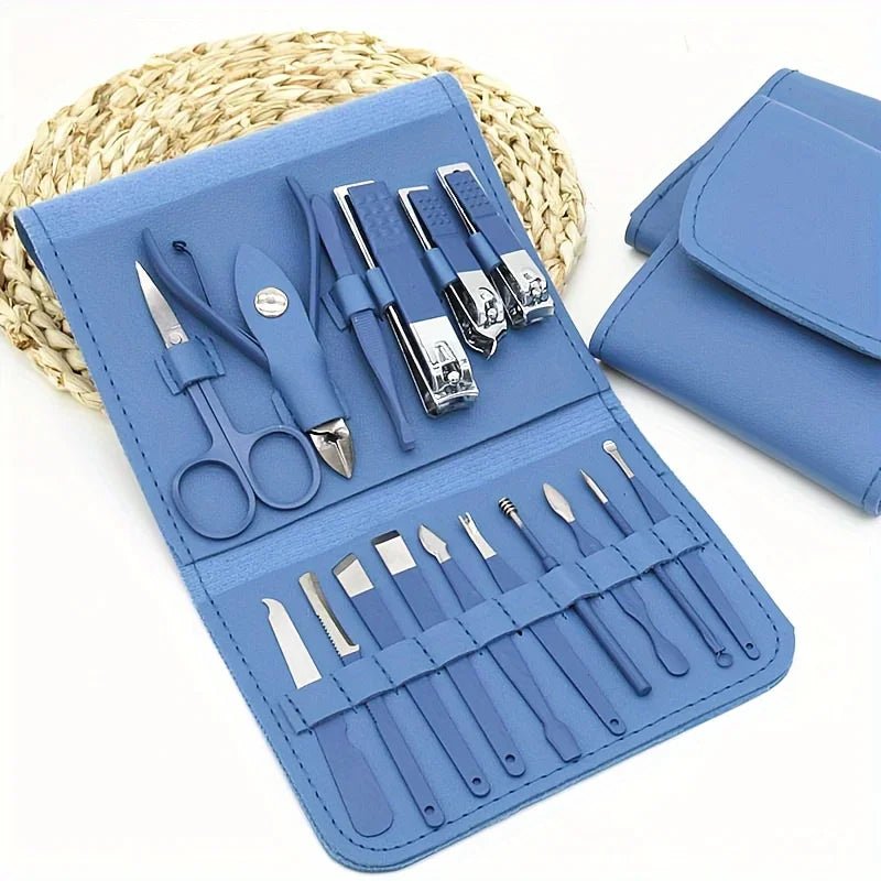 16pcs Professional Nail Clippers and Cuticle Nippers Set with Travel Case Manicure Set Pedicure Sets Nail Clippers - Cozy & Co. Market