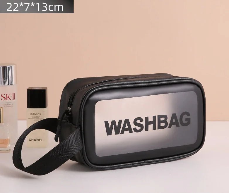 1pc Black Transparent Portable Women Travel Wash Bag Waterproof Makeup Storage Pouch Large Capacity Cosmetic Organizer - Cozy & Co. Market
