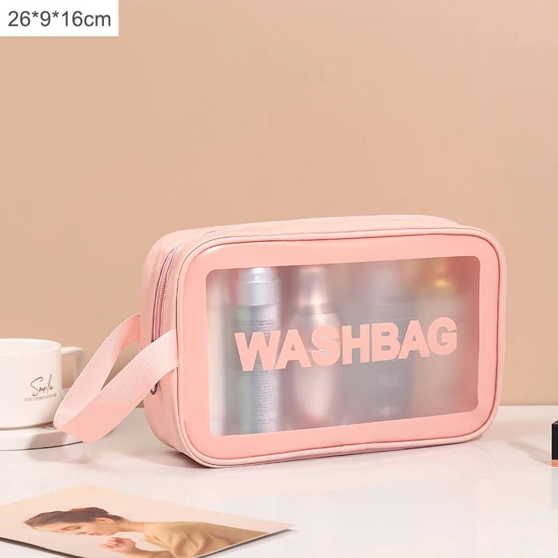 1pc Black Transparent Portable Women Travel Wash Bag Waterproof Makeup Storage Pouch Large Capacity Cosmetic Organizer - Cozy & Co. Market