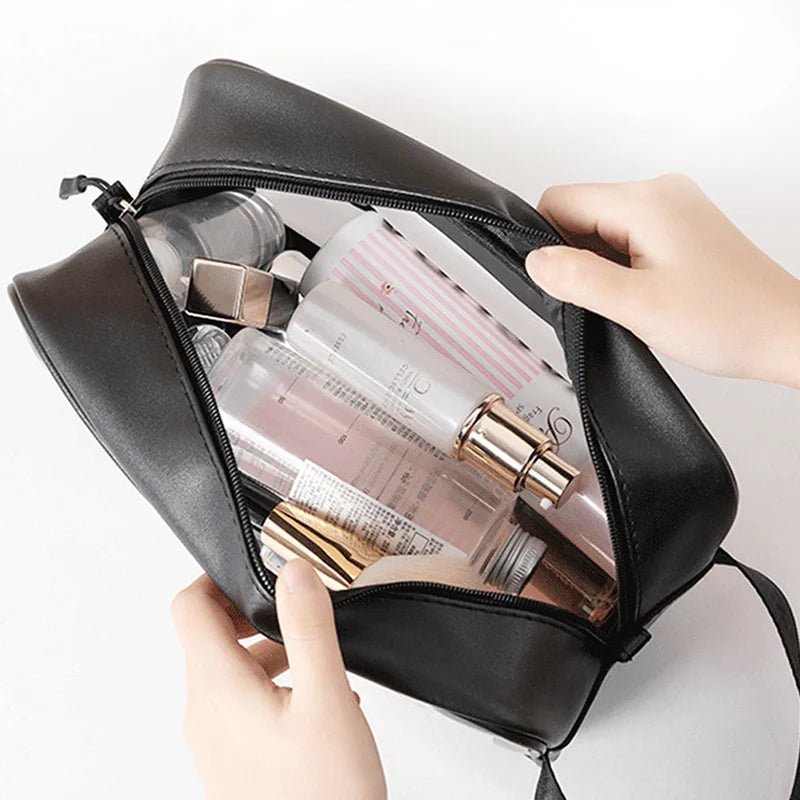 1pc Black Transparent Portable Women Travel Wash Bag Waterproof Makeup Storage Pouch Large Capacity Cosmetic Organizer - Cozy & Co. Market