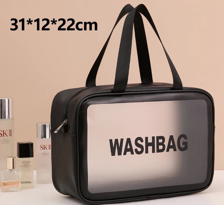 1pc Black Transparent Portable Women Travel Wash Bag Waterproof Makeup Storage Pouch Large Capacity Cosmetic Organizer - Cozy & Co. Market