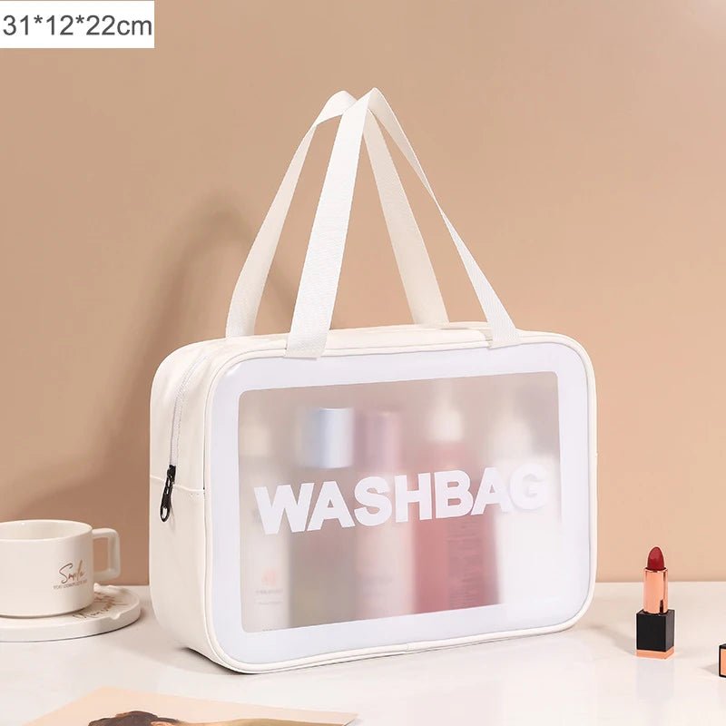 1pc Black Transparent Portable Women Travel Wash Bag Waterproof Makeup Storage Pouch Large Capacity Cosmetic Organizer - Cozy & Co. Market