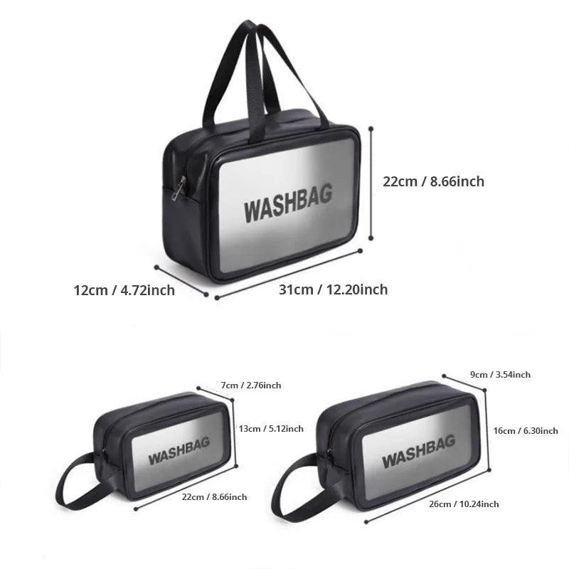 1pc Black Transparent Portable Women Travel Wash Bag Waterproof Makeup Storage Pouch Large Capacity Cosmetic Organizer - Cozy & Co. Market