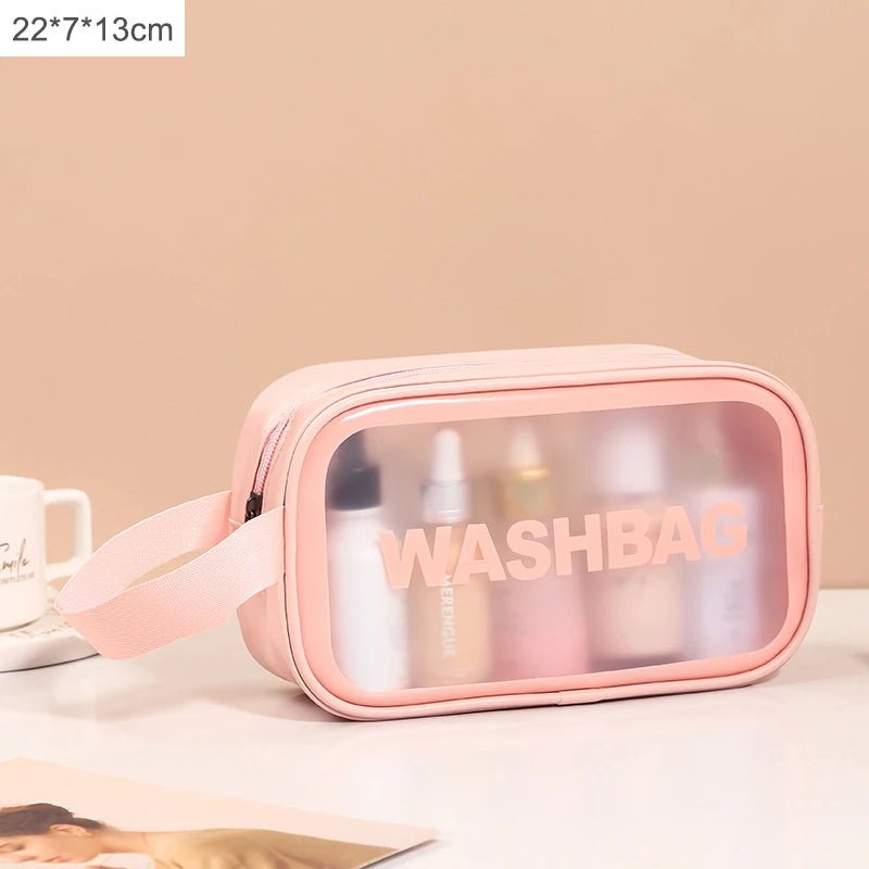 1pc Black Transparent Portable Women Travel Wash Bag Waterproof Makeup Storage Pouch Large Capacity Cosmetic Organizer - Cozy & Co. Market