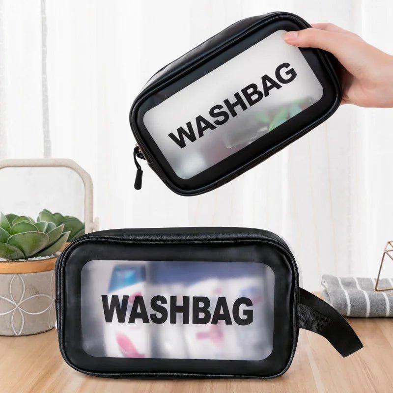 1pc Black Transparent Portable Women Travel Wash Bag Waterproof Makeup Storage Pouch Large Capacity Cosmetic Organizer - Cozy & Co. Market