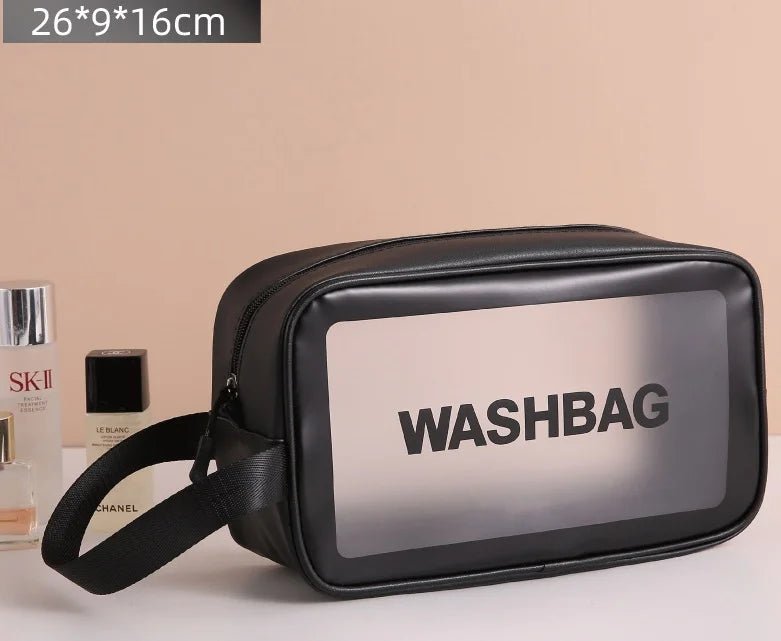 1pc Black Transparent Portable Women Travel Wash Bag Waterproof Makeup Storage Pouch Large Capacity Cosmetic Organizer - Cozy & Co. Market