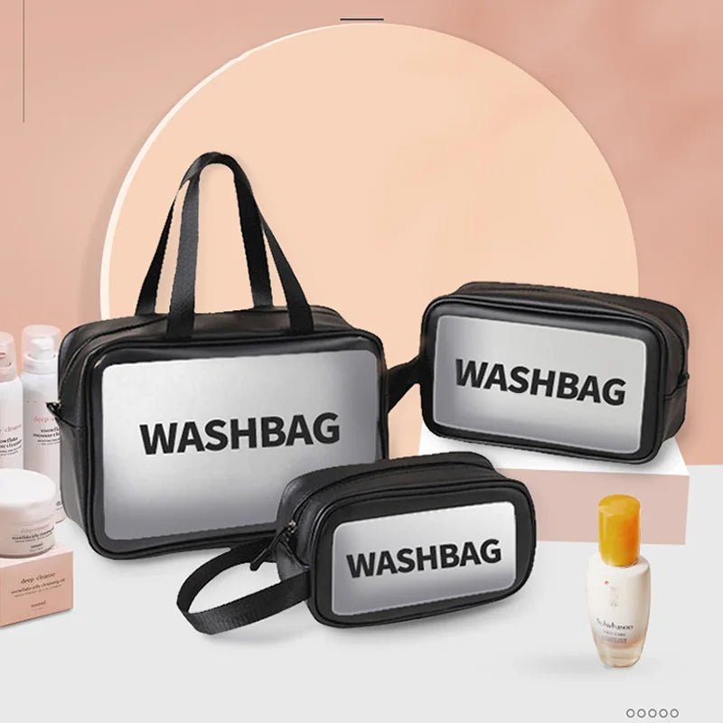 1pc Black Transparent Portable Women Travel Wash Bag Waterproof Makeup Storage Pouch Large Capacity Cosmetic Organizer - Cozy & Co. Market