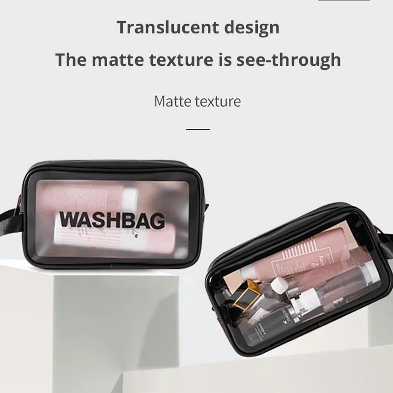 1pc Black Transparent Portable Women Travel Wash Bag Waterproof Makeup Storage Pouch Large Capacity Cosmetic Organizer - Cozy & Co. Market