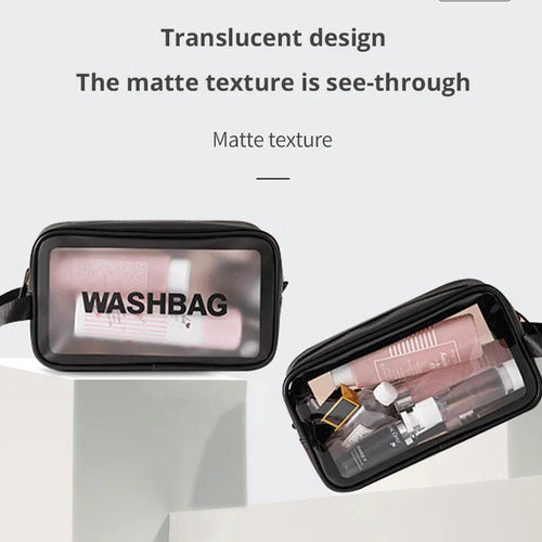 1pc Black Transparent Portable Women Travel Wash Bag Waterproof Makeup Storage Pouch Large Capacity Cosmetic Organizer - Cozy & Co. Market