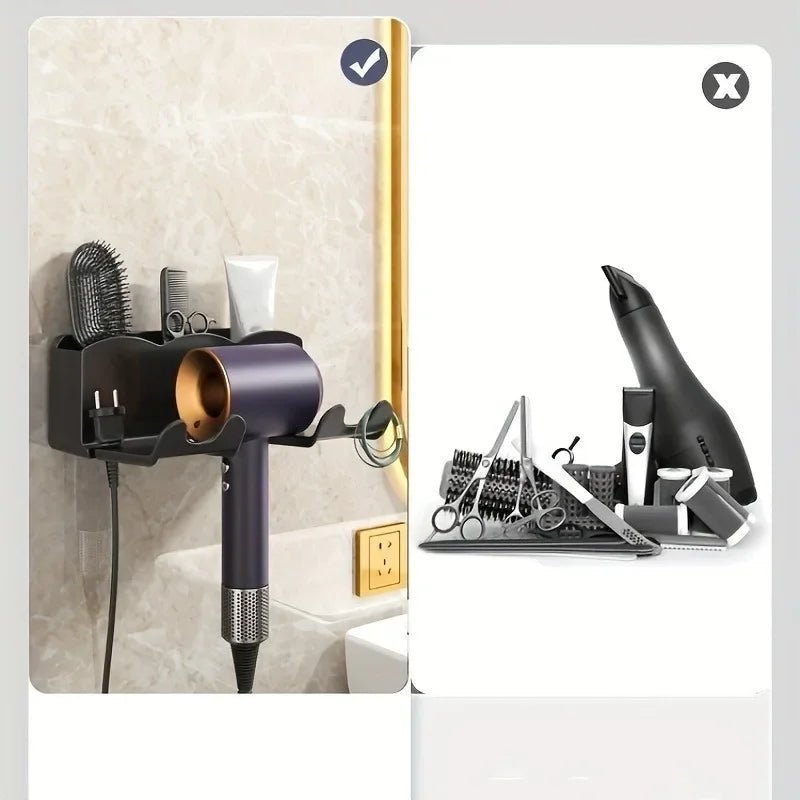 1pc Hair dryer storage rack, non perforated bathroom wall mounted bracket, bathroom air duct storage - Cozy & Co. Market