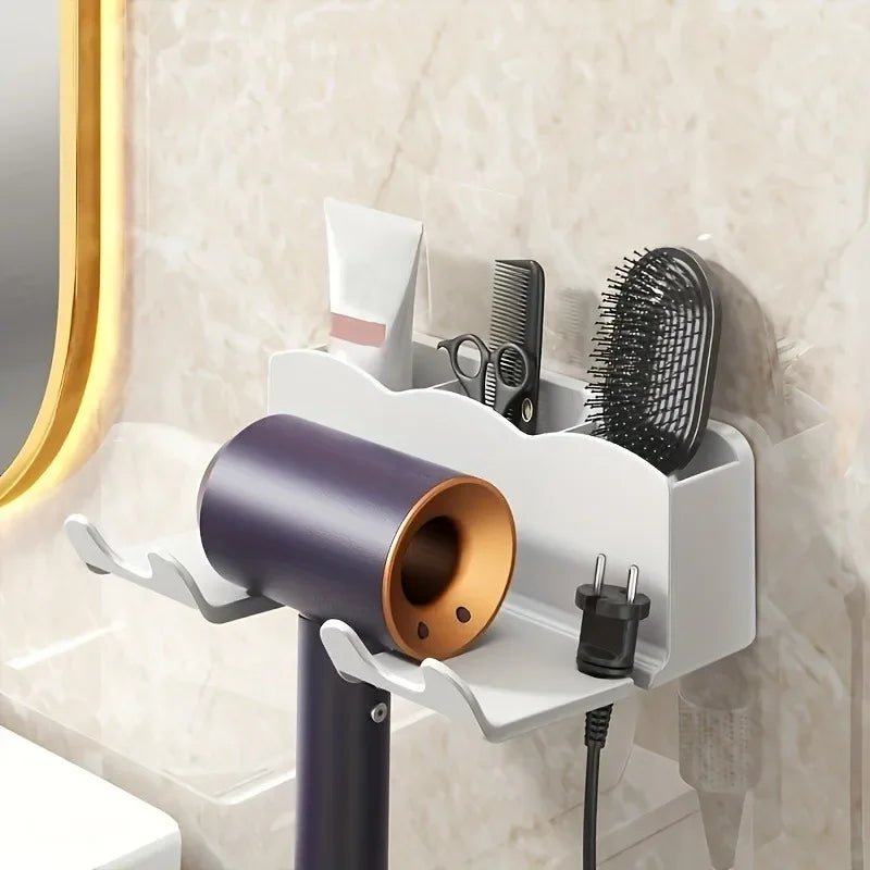 1pc Hair dryer storage rack, non perforated bathroom wall mounted bracket, bathroom air duct storage - Cozy & Co. Market