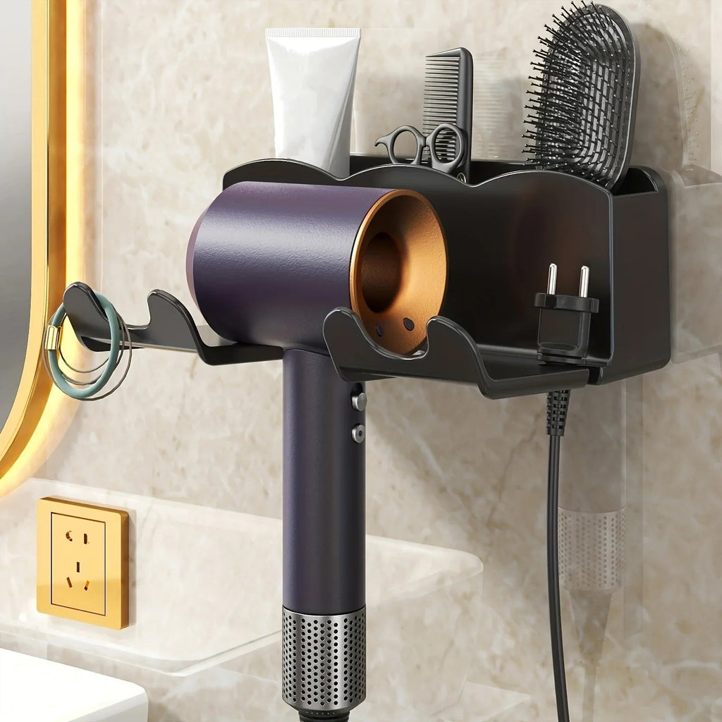 1pc Hair dryer storage rack, non perforated bathroom wall mounted bracket, bathroom air duct storage - Cozy & Co. Market