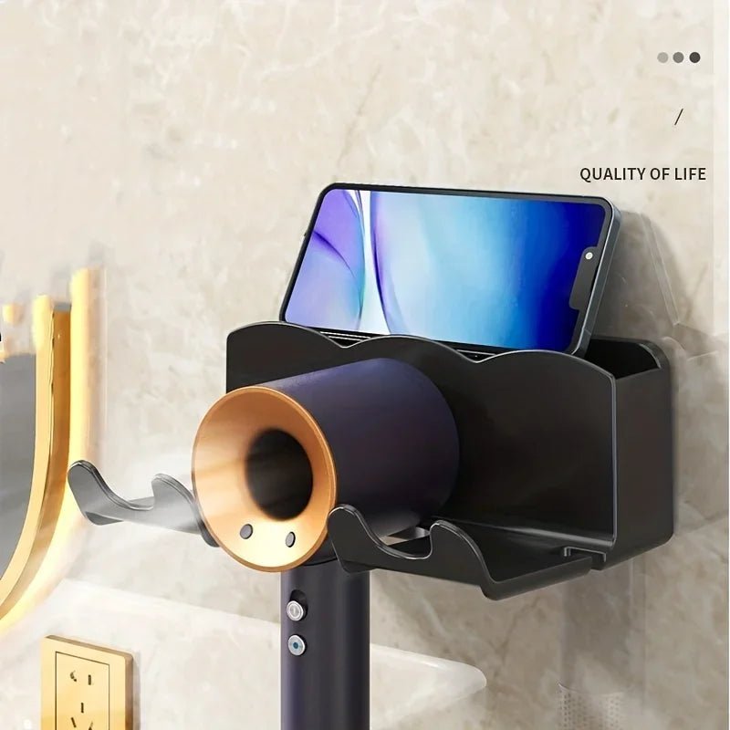 1pc Hair dryer storage rack, non perforated bathroom wall mounted bracket, bathroom air duct storage - Cozy & Co. Market