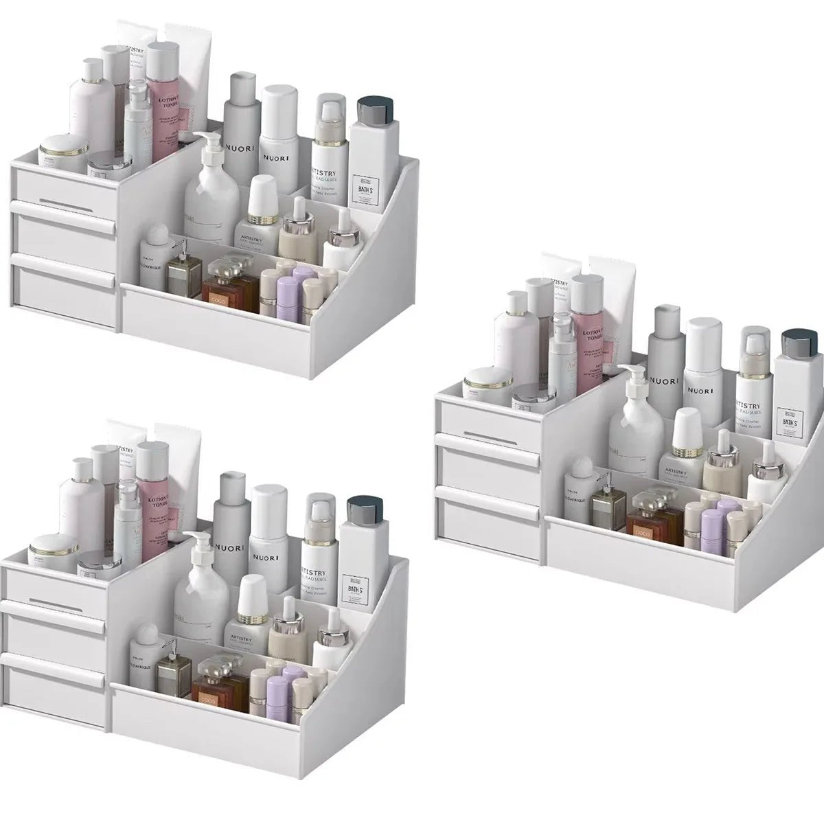 1pc White New Drawer Makeup Storage Box Dormitory Finishing Plastic Shelf Cosmetics Skin Care Dressing Table Desktop - Cozy & Co. Market