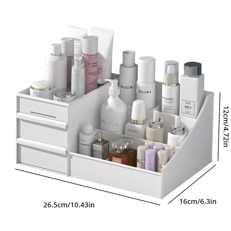 1pc White New Drawer Makeup Storage Box Dormitory Finishing Plastic Shelf Cosmetics Skin Care Dressing Table Desktop - Cozy & Co. Market