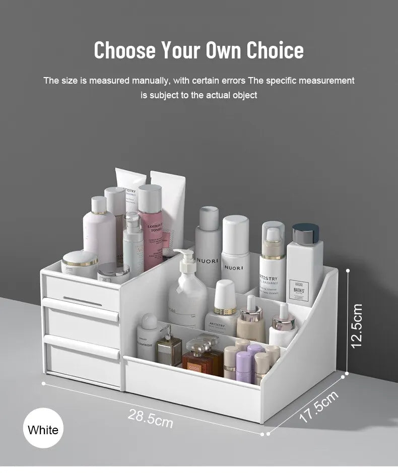 1pc White New Drawer Makeup Storage Box Dormitory Finishing Plastic Shelf Cosmetics Skin Care Dressing Table Desktop - Cozy & Co. Market