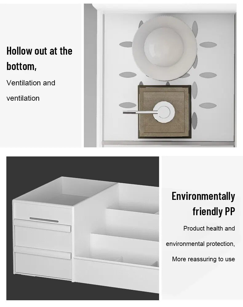 1pc White New Drawer Makeup Storage Box Dormitory Finishing Plastic Shelf Cosmetics Skin Care Dressing Table Desktop - Cozy & Co. Market