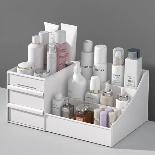 1pc White New Drawer Makeup Storage Box Dormitory Finishing Plastic Shelf Cosmetics Skin Care Dressing Table Desktop - Cozy & Co. Market