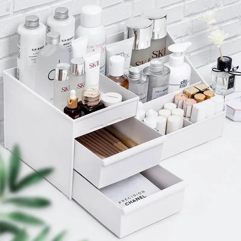 1pc White New Drawer Makeup Storage Box Dormitory Finishing Plastic Shelf Cosmetics Skin Care Dressing Table Desktop - Cozy & Co. Market