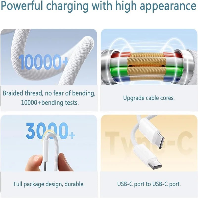 1pcs-5pcs 60W PD USB-C to USB C Fast Charger Cable For Apple iPhone 17 Pro Max 16 15 Plus 14 13 12 11 X XS Type C Quick Charging - Cozy & Co. Market