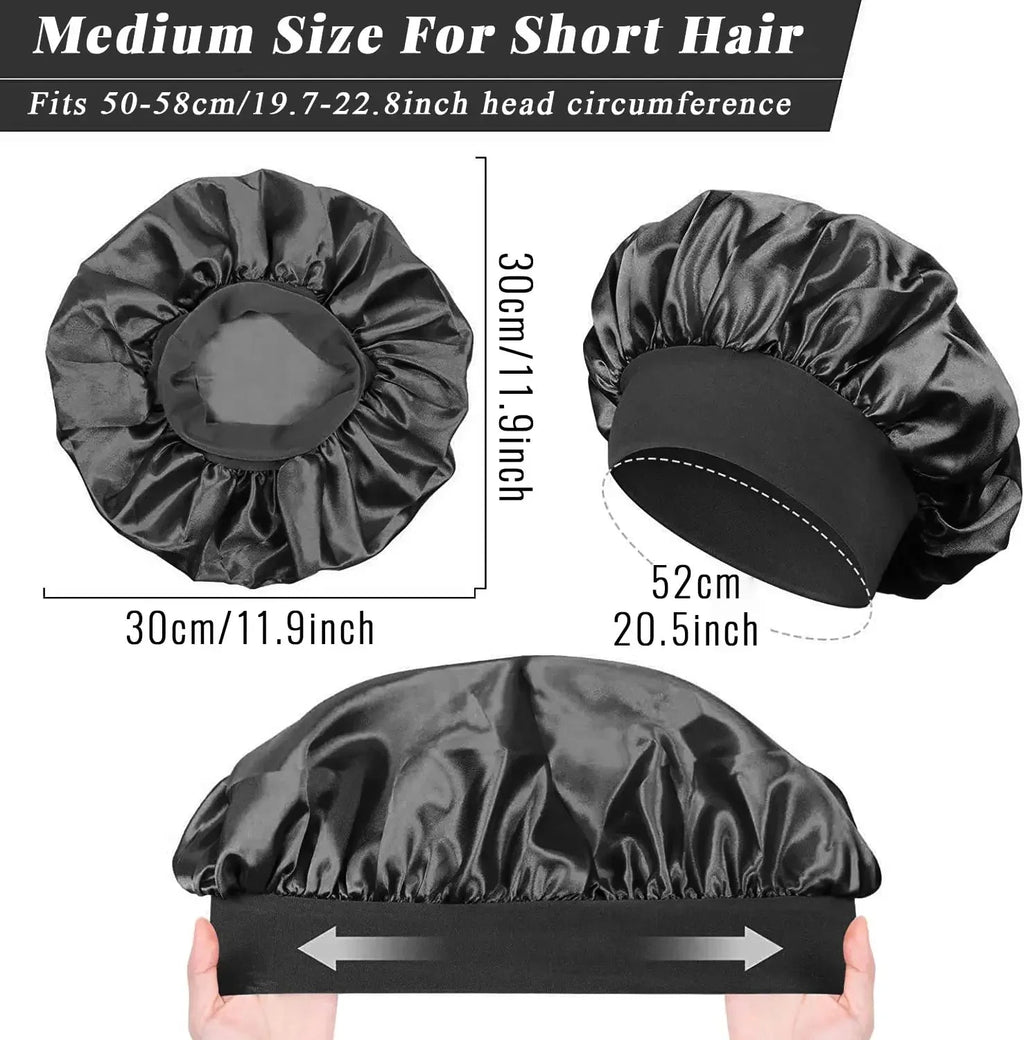 1pcs Soft Silk Satin Lined Bonnet Large Satin Hair Bonnet Household Sleep Shower Cap Hair Wrap Cover for Long Hair Salon Tool - Cozy & Co. Market