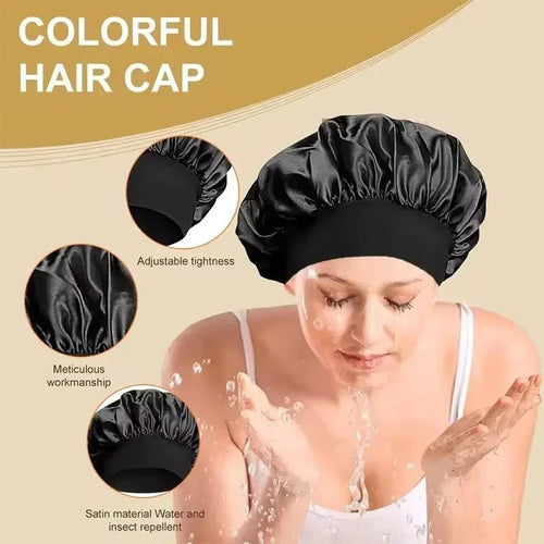 1pcs Soft Silk Satin Lined Bonnet Large Satin Hair Bonnet Household Sleep Shower Cap Hair Wrap Cover for Long Hair Salon Tool - Cozy & Co. Market