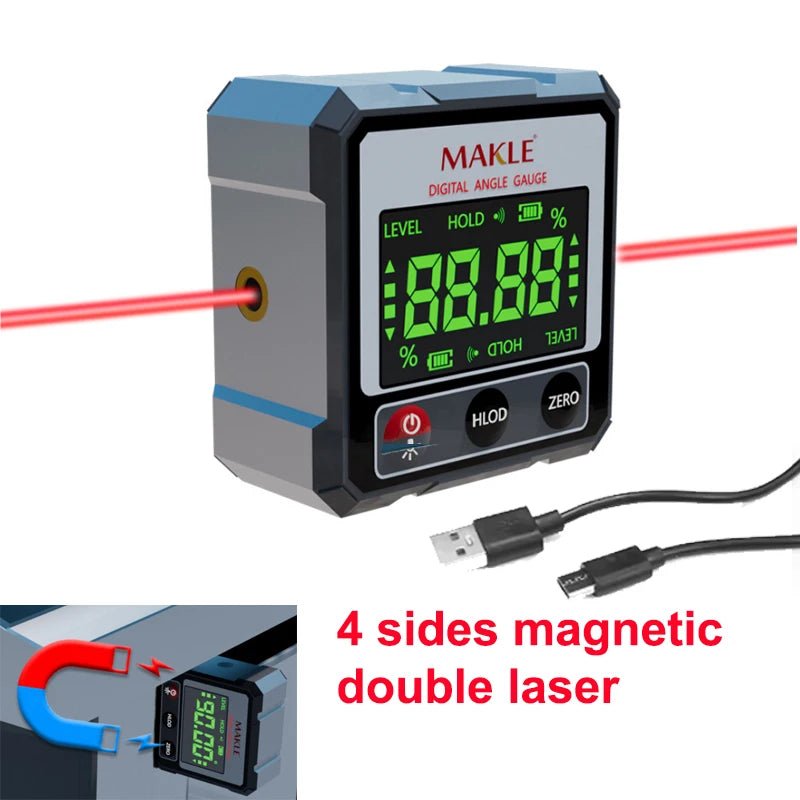 2-side Laser Digital Protractor Inclinometer Laser Level Ruler Inclinometer Magnetic Base Goniometer Magnet Angle Finder - Cozy & Co. Market