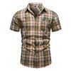 2023 Hot Sale Vintage Short Sleeve Plaid Beach t Shirt US Size Men Casual Cotton Plaid Pattern Polo Shirt for Men - Cozy & Co. Market