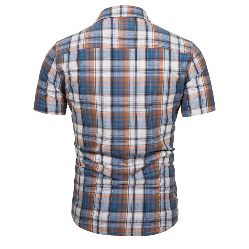 2023 Hot Sale Vintage Short Sleeve Plaid Beach t Shirt US Size Men Casual Cotton Plaid Pattern Polo Shirt for Men - Cozy & Co. Market