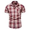 2023 Hot Sale Vintage Short Sleeve Plaid Beach t Shirt US Size Men Casual Cotton Plaid Pattern Polo Shirt for Men - Cozy & Co. Market