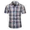 2023 Hot Sale Vintage Short Sleeve Plaid Beach t Shirt US Size Men Casual Cotton Plaid Pattern Polo Shirt for Men - Cozy & Co. Market