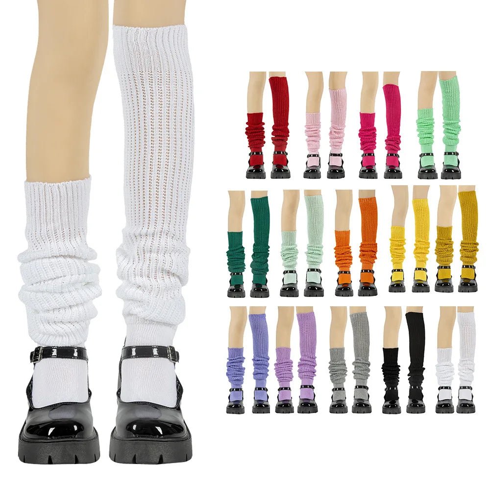 2023 Korea Colorful Long Loose Cotton Ladies Girls Casual Knee High Boot Sock Lolita Knit Long Scrunch Socks - Cozy & Co. Market