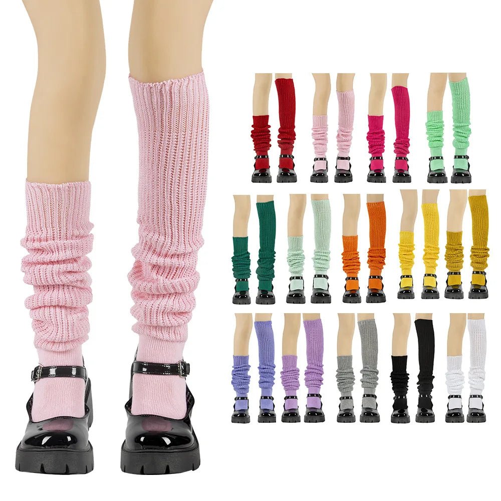 2023 Korea Colorful Long Loose Cotton Ladies Girls Casual Knee High Boot Sock Lolita Knit Long Scrunch Socks - Cozy & Co. Market
