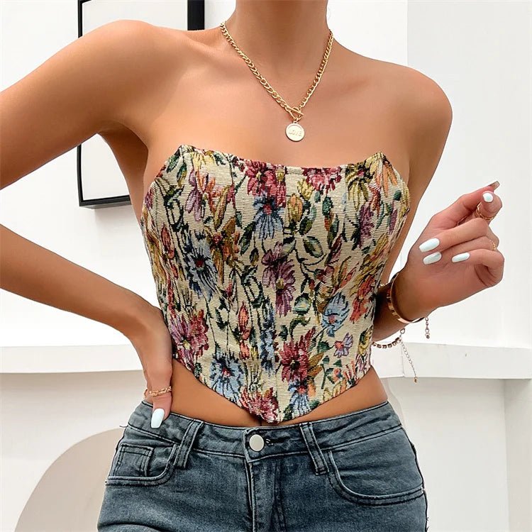 2023 Ladies Tops Latest Design Strapless Blouse Corset Crop Tops for Women Women's Back Lace up tank Tops - Cozy & Co. Market