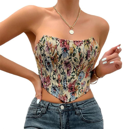 2023 Ladies Tops Latest Design Strapless Blouse Corset Crop Tops for Women Women's Back Lace up tank Tops - Cozy & Co. Market