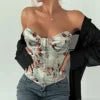 2023 New Slim Waist Short Tops Fish Bone Cross Strapping Women's Clothing Strapless Sexy Corset Crop Top - Cozy & Co. Market