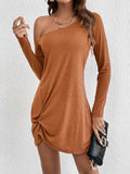 2024 Amazon Women's Autumn European and American Style Off-Shoulder Long-Sleeve Solid Color Dress Sexy French Style Bodycon Dress - Cozy & Co. Market