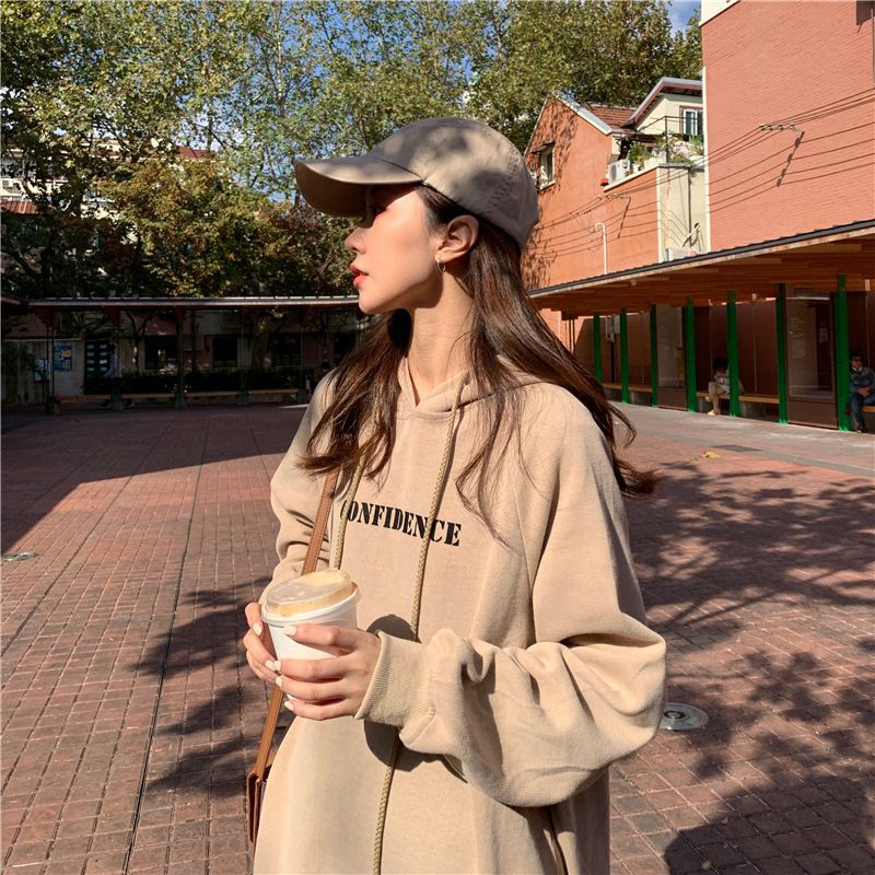 2024 autumn and winter new Korean version of BF wind hem split loose slimming fleece-lined thick knee hooded long skirt - Cozy & Co. Market